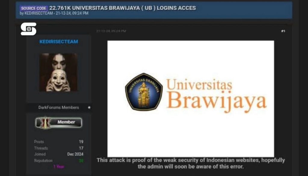 DATA SIAM UB BOCOR DI DARK WEB, ADA DUGAAN BAHWA PELAKU ADALAH OKNUM INTERNAL